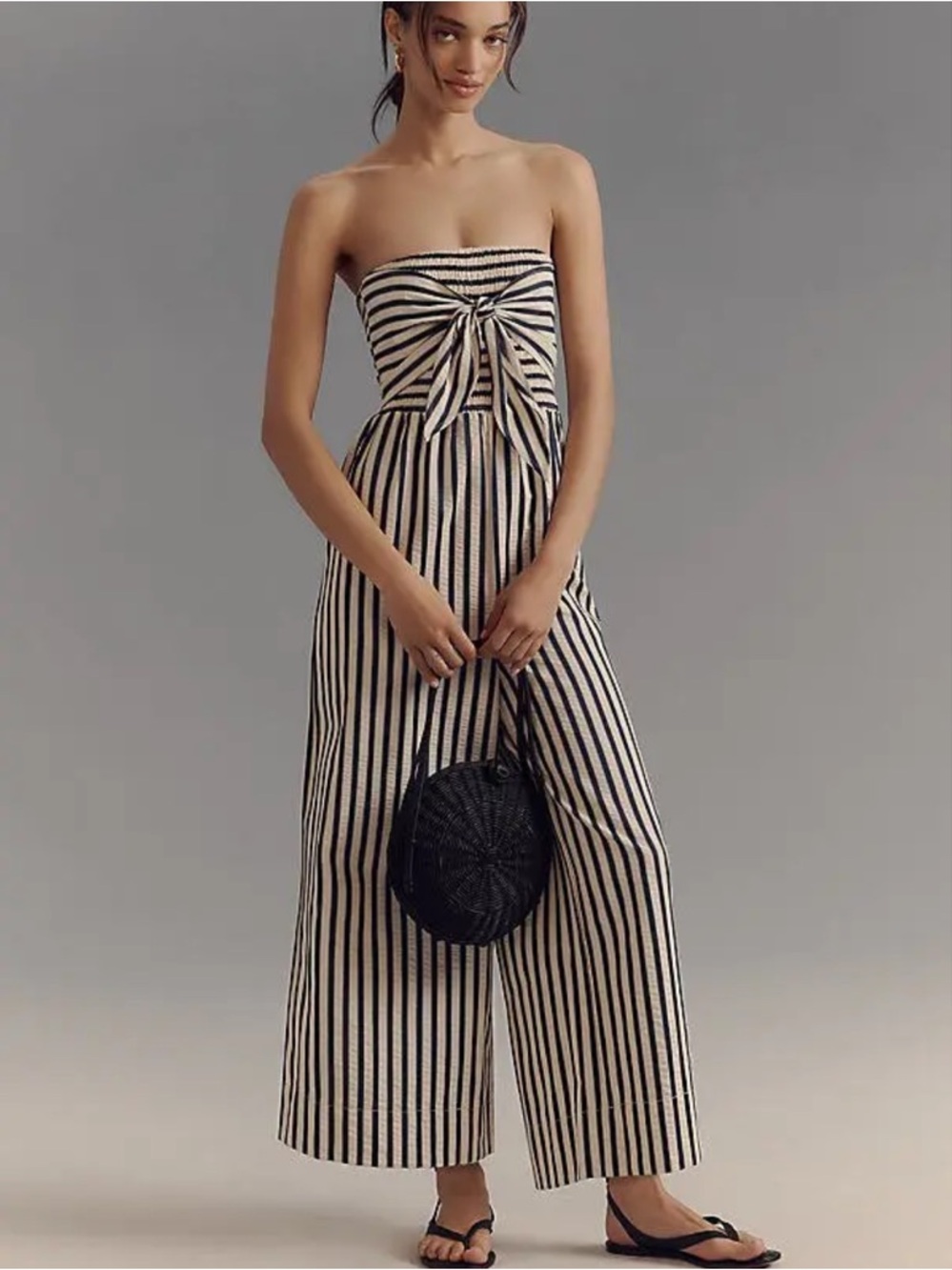 Anthropologie Bishop + Young Elva Tie Front Striped Jumpsuit